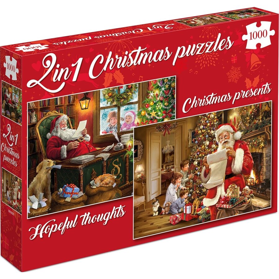 Christmas Presents & Hopeful Thoughts - 2 in 1 Christmas Puzzle - 2 x 1000 pieces-1