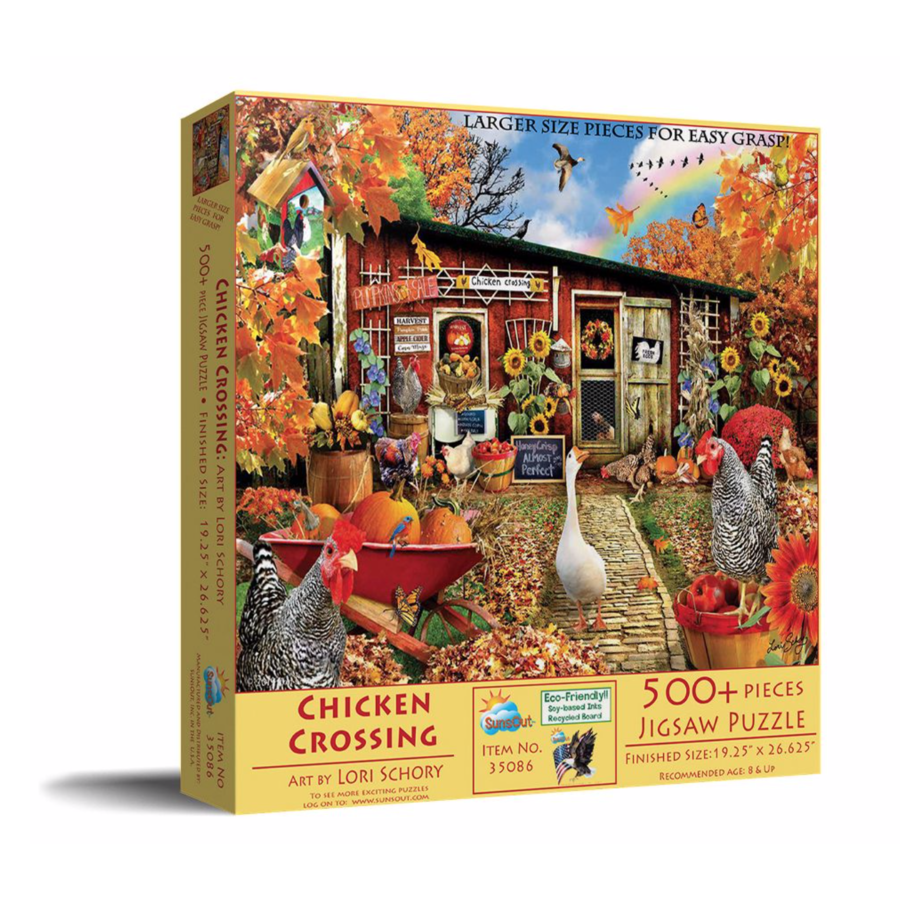 Chicken Crossing - jigsaw puzzle of 500 XXL pieces-1