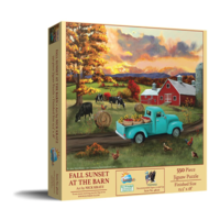 thumb-Fall Sunset at the Barn - jigsaw puzzle of 550 pieces-1