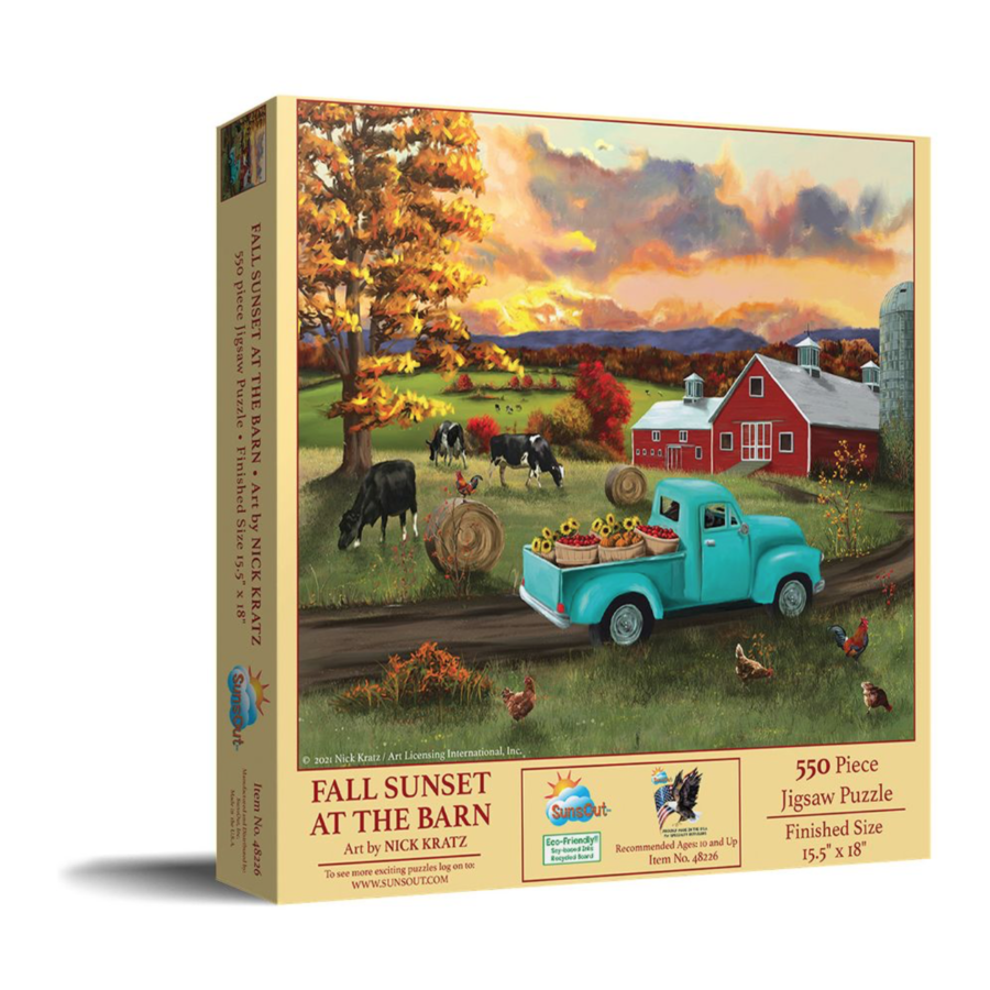 Fall Sunset at the Barn - jigsaw puzzle of 550 pieces-1