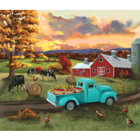 thumb-Fall Sunset at the Barn - jigsaw puzzle of 550 pieces-2