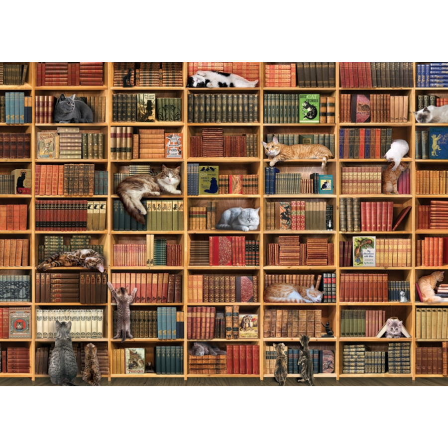 La bibliothèque des chats - puzzle de 1000 pièces-1
