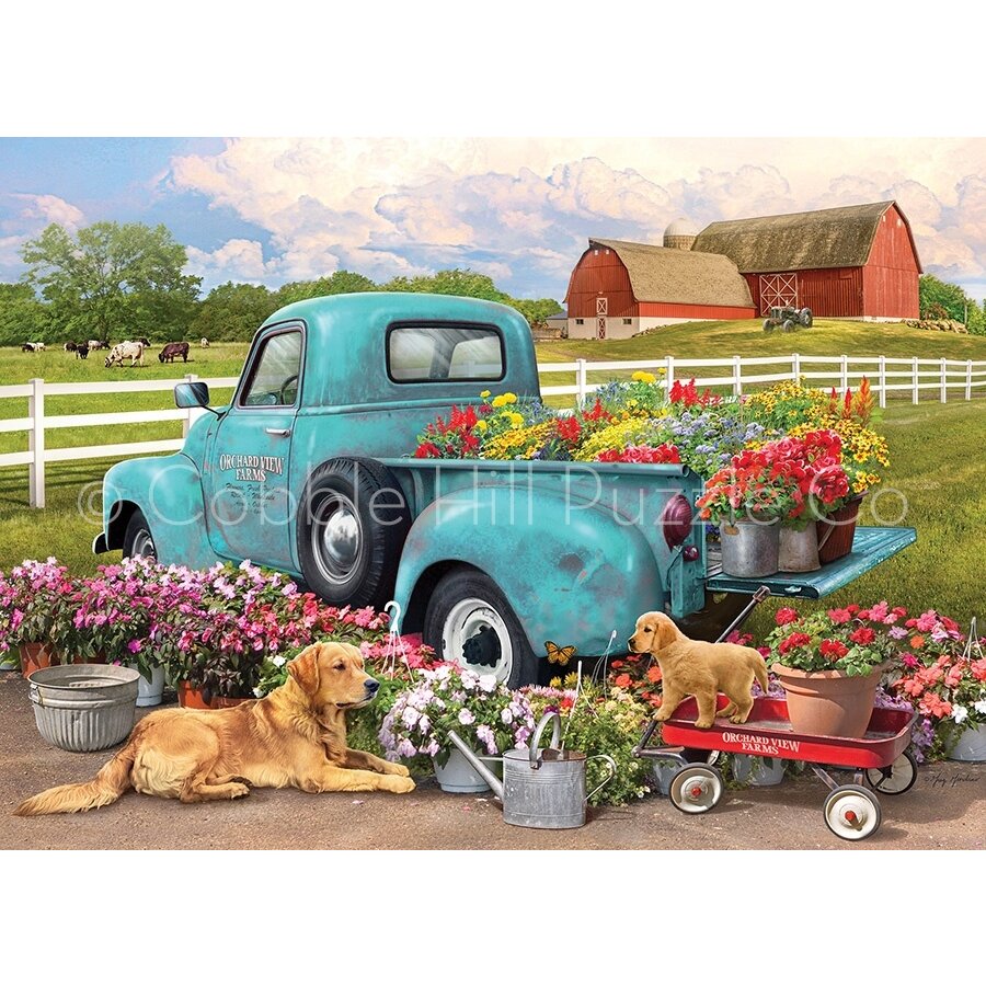 Bloemen Pick-up Truck - puzzel van 1000 stukjes-2