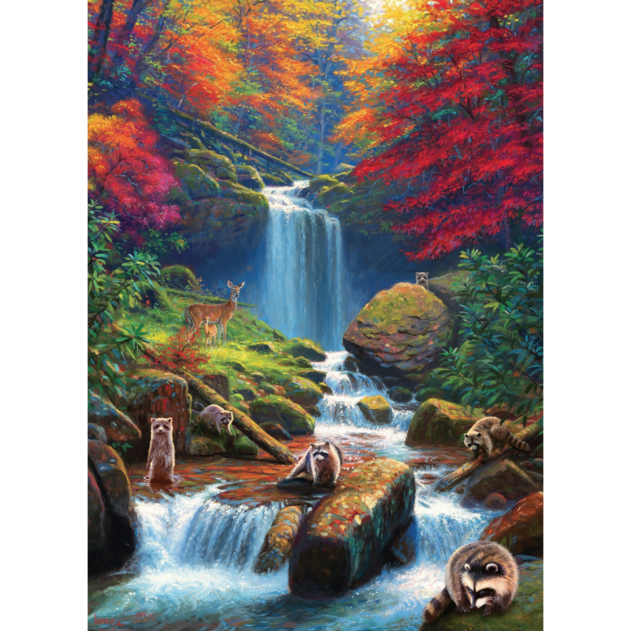 Mystieke watervallen in de herfst - puzzel van 1000 stukjes-2