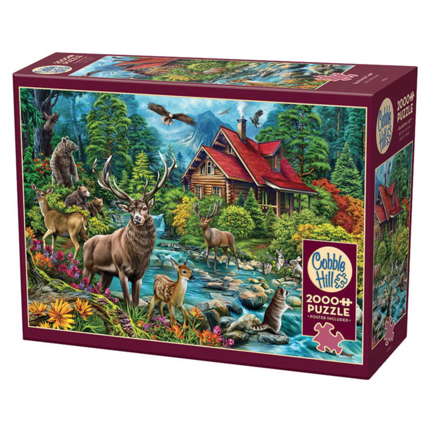 Cabane au toit rouge - puzzle de 2000 pièces-1