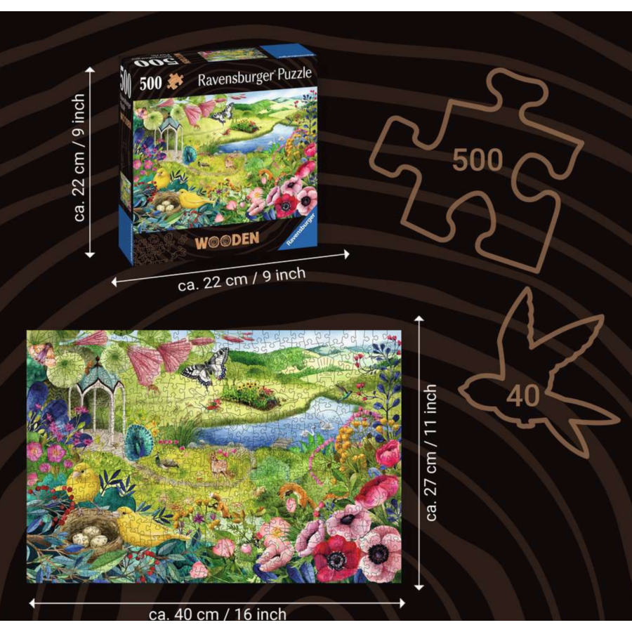 Jardin sauvage - Puzzle de contour en bois - 500 pièces-4