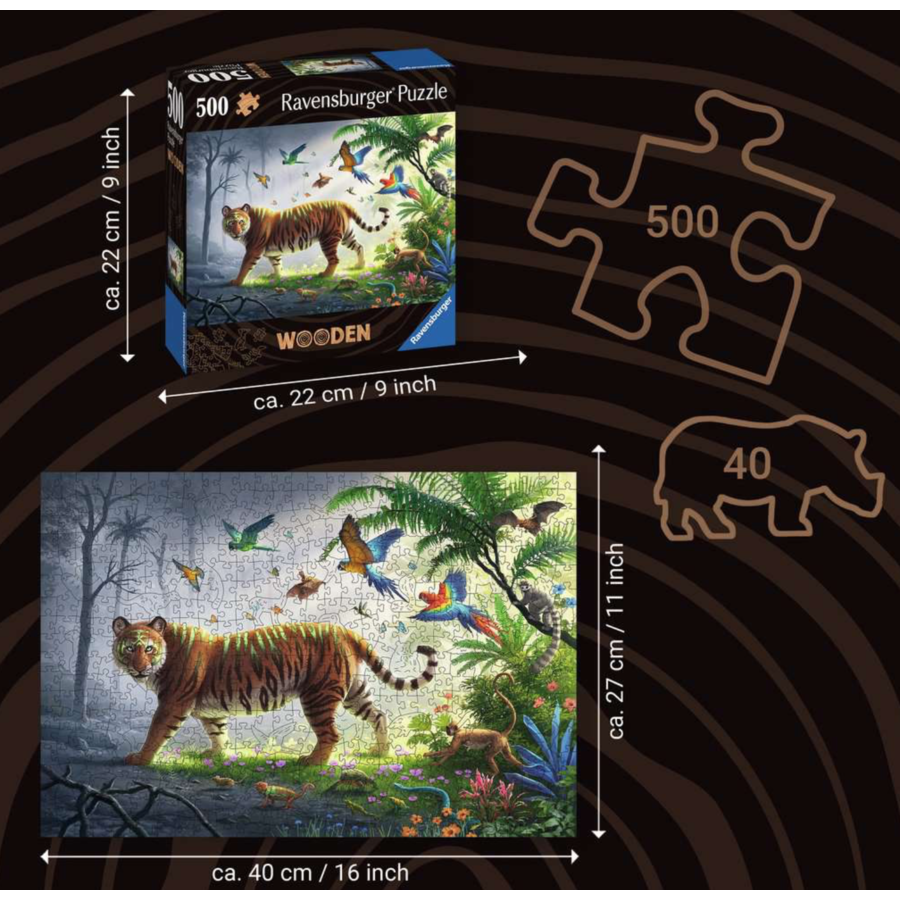 Tijger in de jungle  - Houten Contourpuzzel - 500 stukjes-2