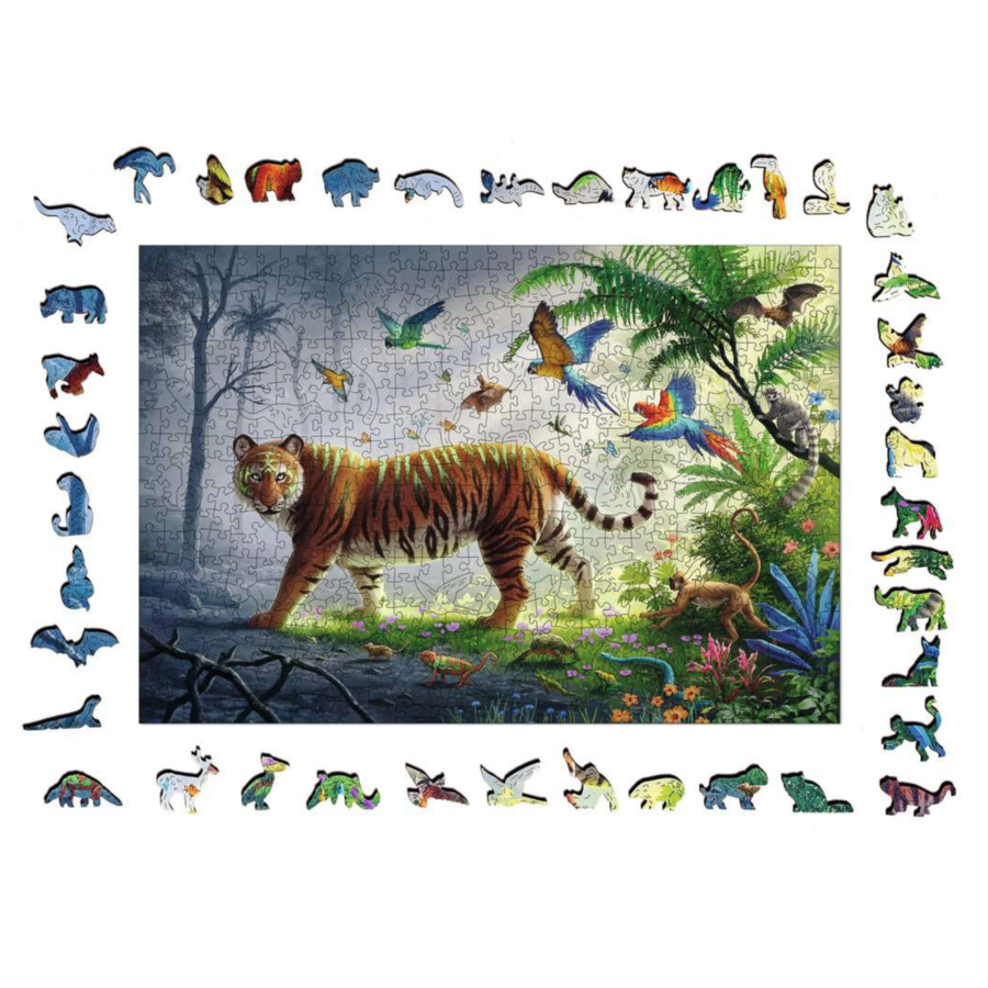 Tigre dans la jungle - Puzzle de contour en bois - 500 pièces-4