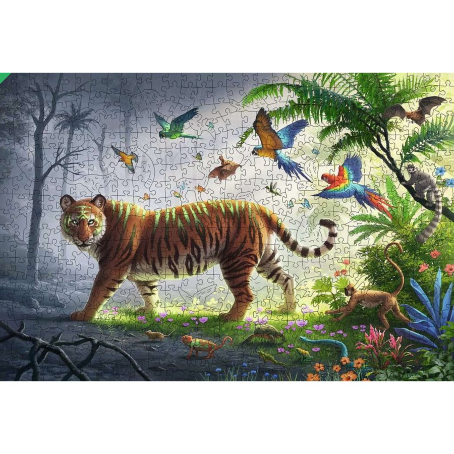 Tigre dans la jungle - Puzzle de contour en bois - 500 pièces-3