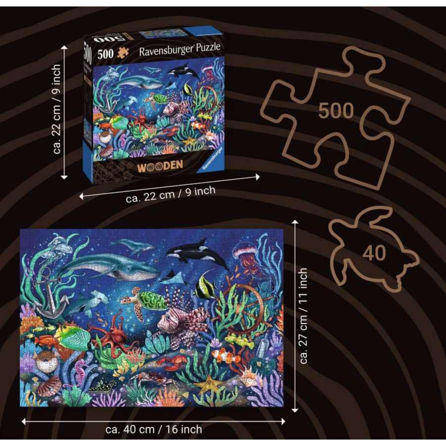 Sous la mer - Puzzle de contour en bois - 500 pièces-4