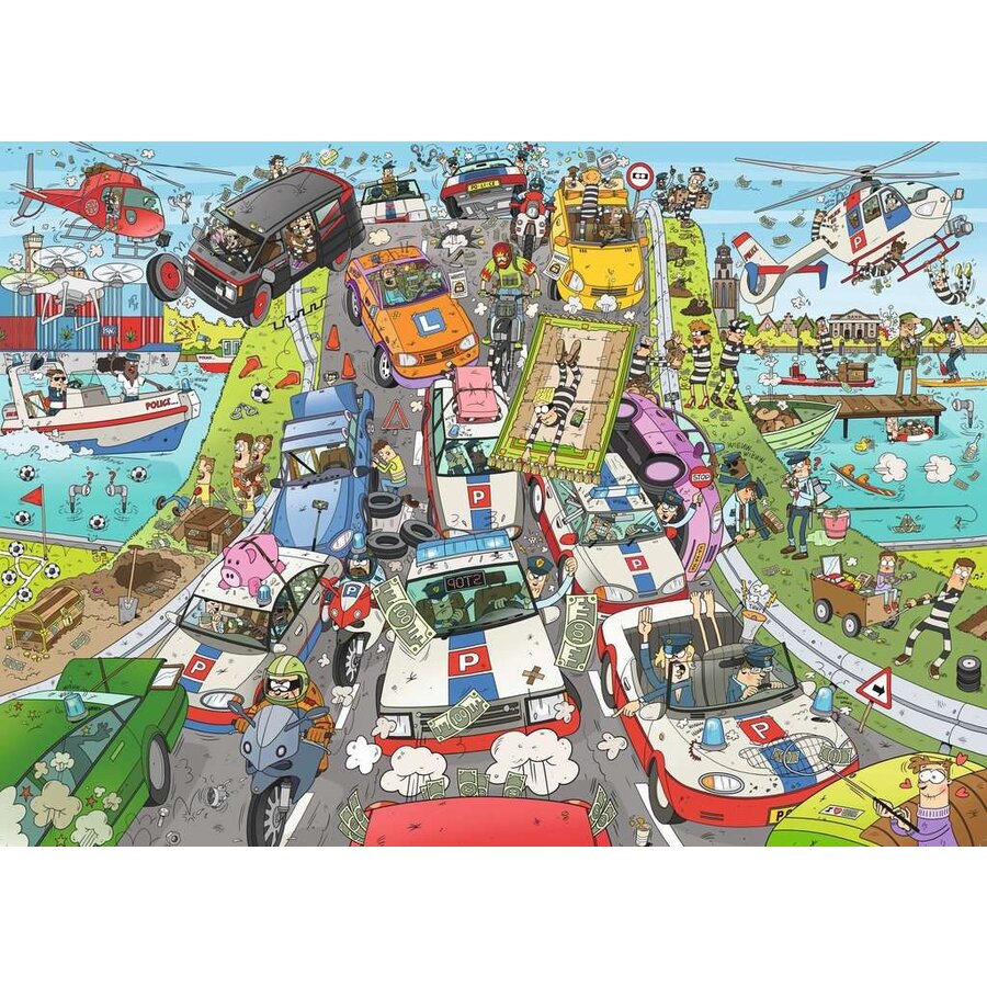 Police Chase  - Rearview Mirror -  puzzle of 1000 pieces-2
