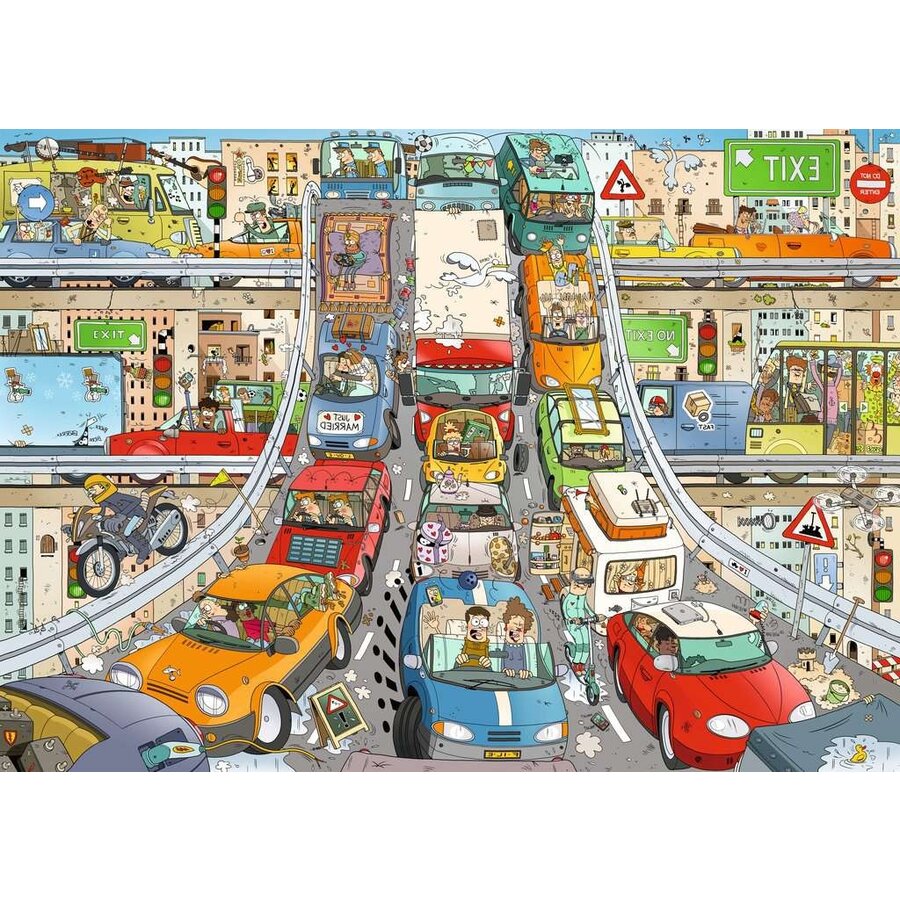 Traffic Jam  - Rearview Mirror -  puzzle of 1000 pieces-2