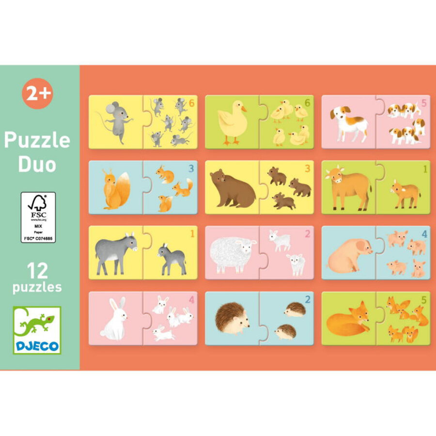 Duo Puzzle - Bébés Animaux - 12 x 2 pièces-2