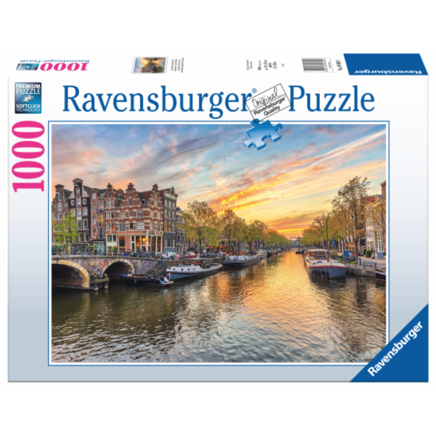 Rive du canal d'Amsterdam - puzzle de 1000 pièces-1