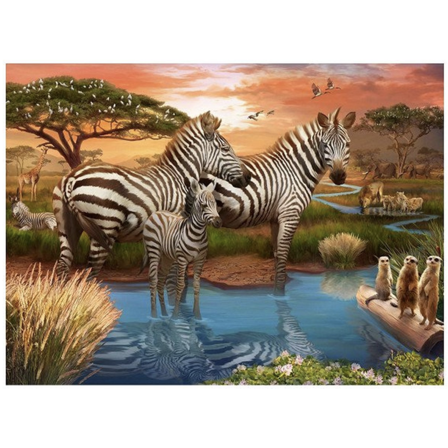 Zèbres au point d'eau - puzzle de 500 pièces-2