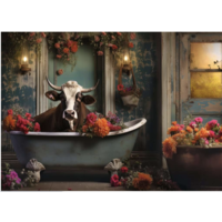 thumb-Vache dans le bain  - puzzle de 1000 pièces-2