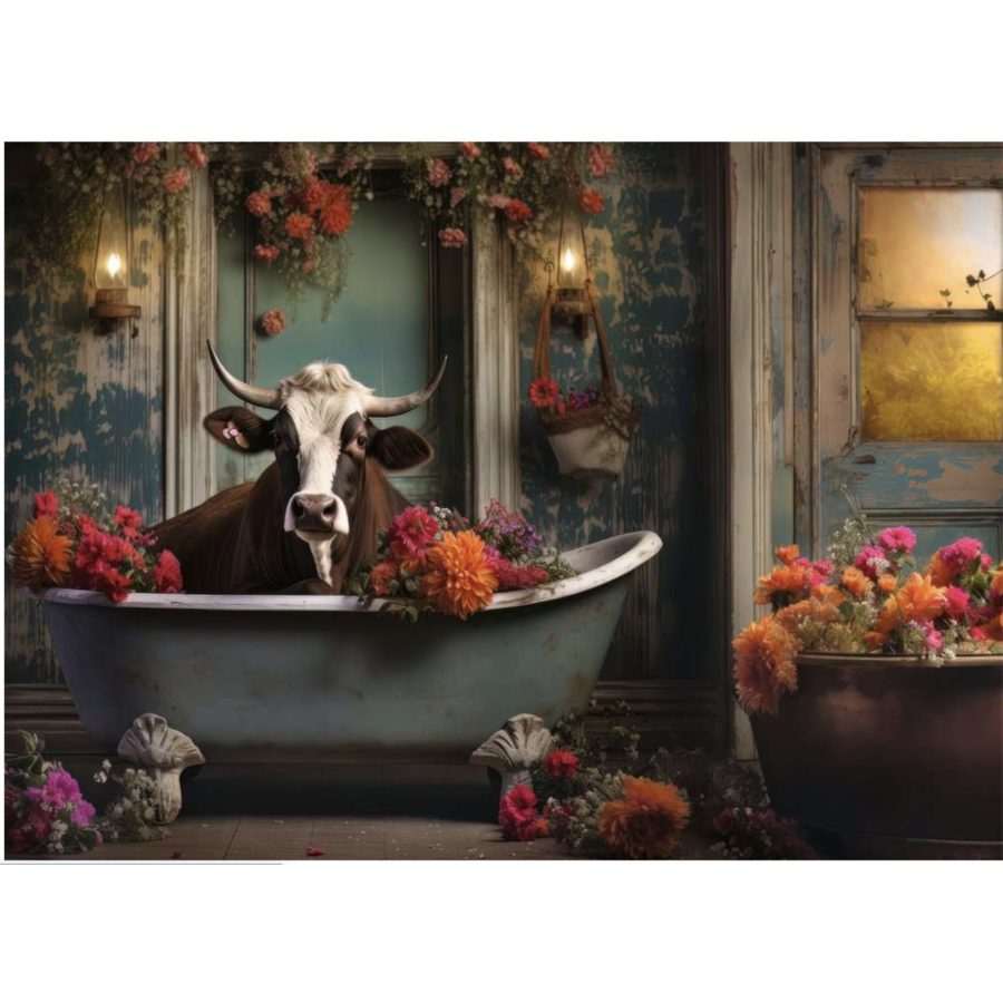 Vache dans le bain  - puzzle de 1000 pièces-2