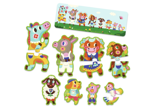  Djeco Big and small on the farm - 8 puzzles of 2 pieces 
