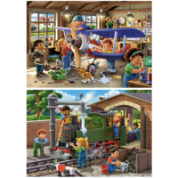 thumb-Réparation d'avions et de trains - 2 puzzles de 24 pièces-2