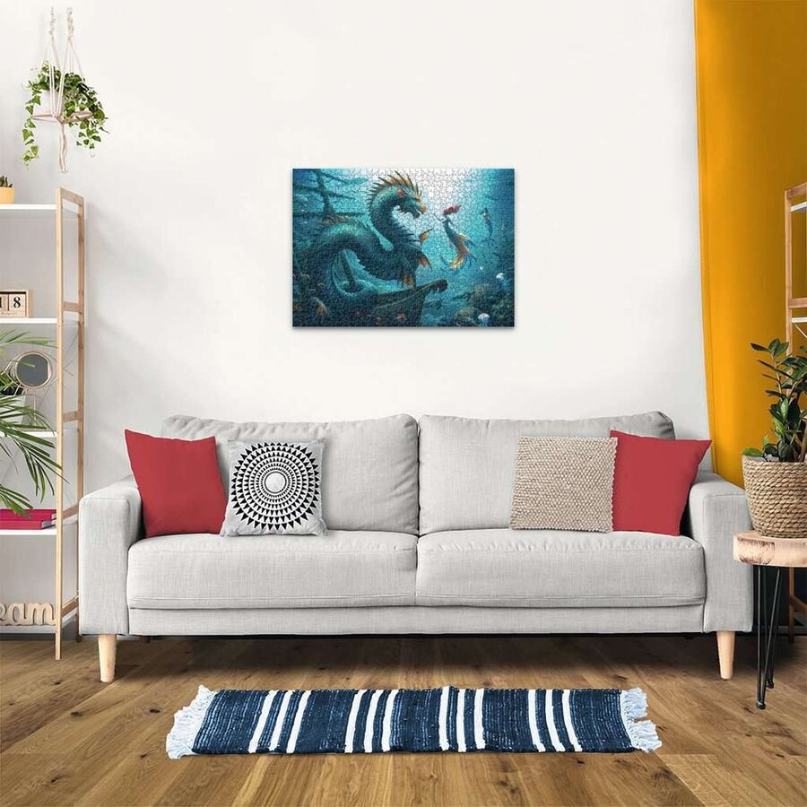 Onderwaterfantasy: Draak, zeemeermin en schildpadden - puzzel van 1000 stukjes-4