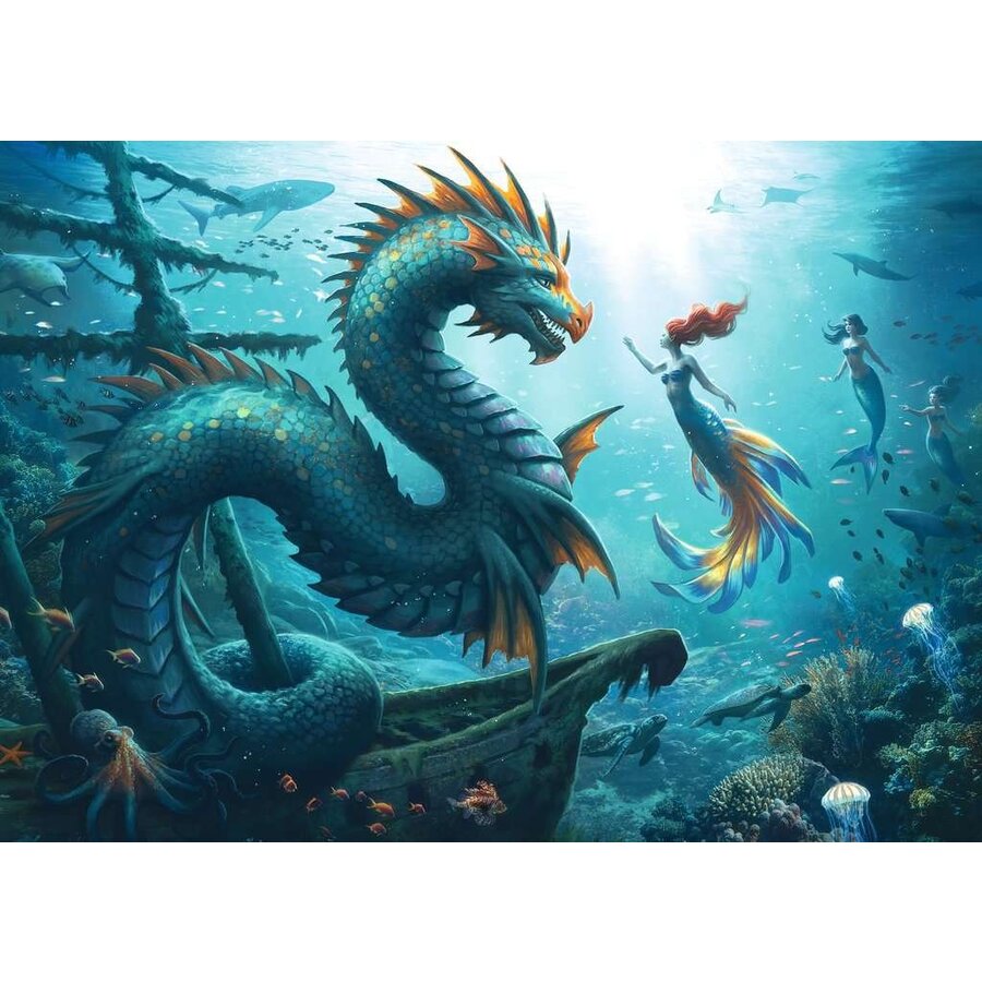 Enchanted Depths: Dragon, Mermaid and Turtles - puzzle of 1000 pieces-2