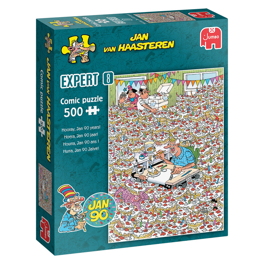 PRE-ORDER - Hooray, Jan 90 years! - Expert 8 - Jan van Haasteren - puzzle of 500 pieces-1