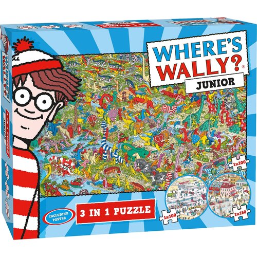  Plenty Gifts Où est Wally - Junior - Puzzles 3 en 1 - 100 + 150 + 200 pièces 