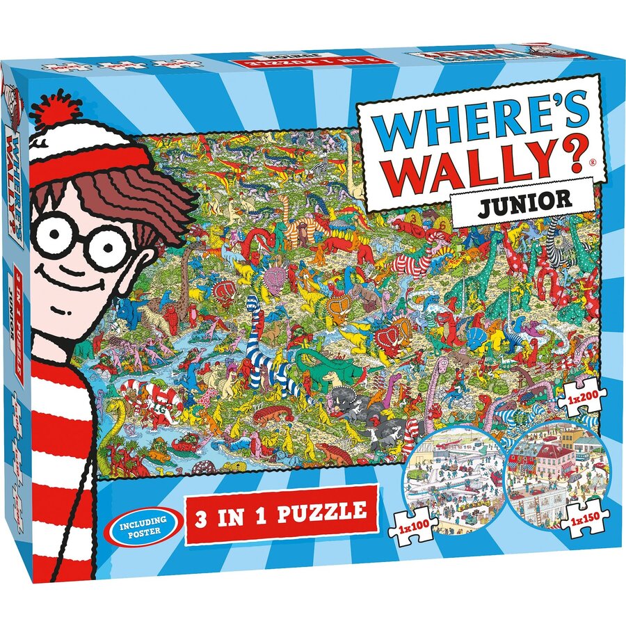 Where's Wally -Junior - 3-in-1 puzzles - 3  jigsaw-search puzzles of 100 + 150 + 200 pieces-1