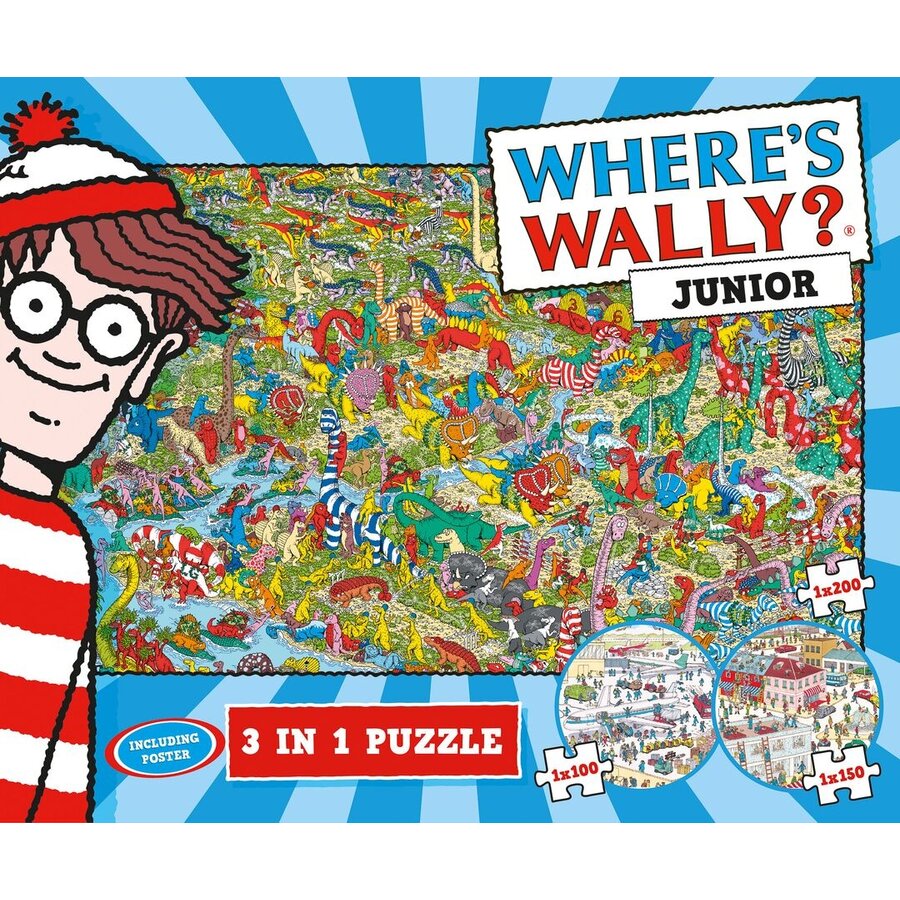 Waar is Wally - Junior - 3 in 1 puzzels - leg- en zoekpuzzels van 100 + 150 + 200 stukjes-6