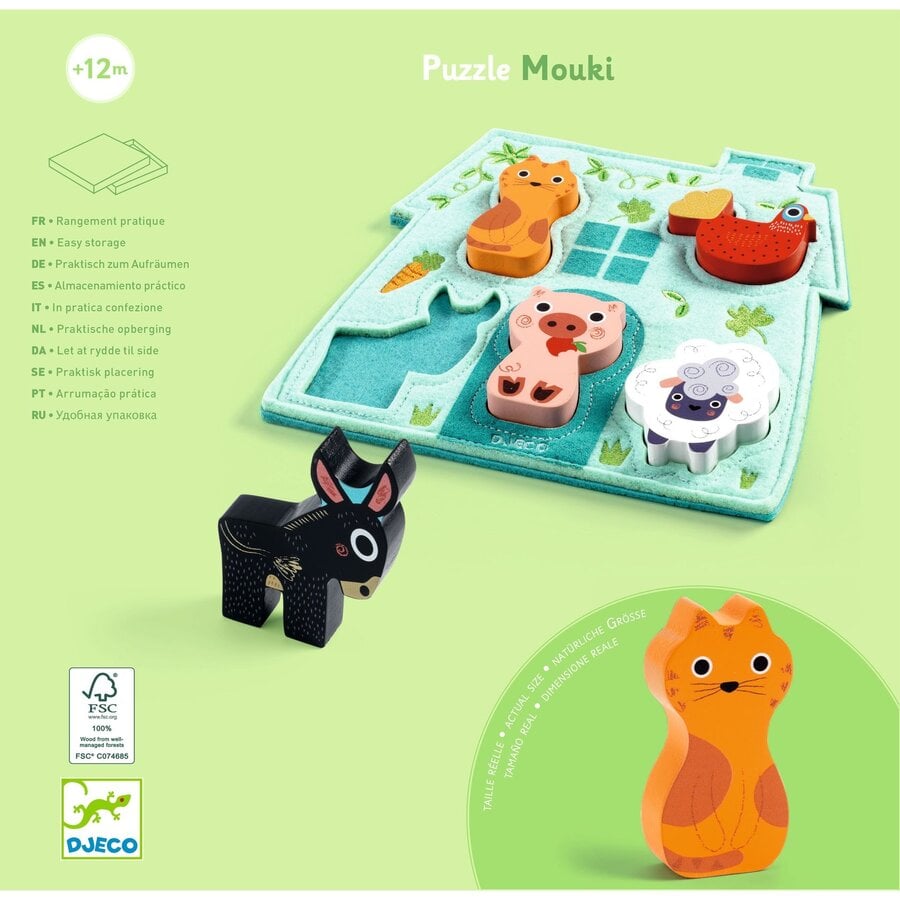 Mouky - At the Farm - Shape puzzle  - 5 pieces-4