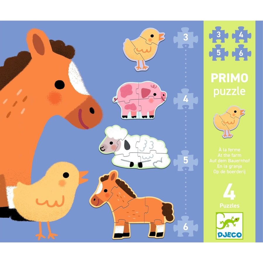 Animaux  à la Ferme - 4 puzzles - 3, 4, 5 et 6 pièces-4