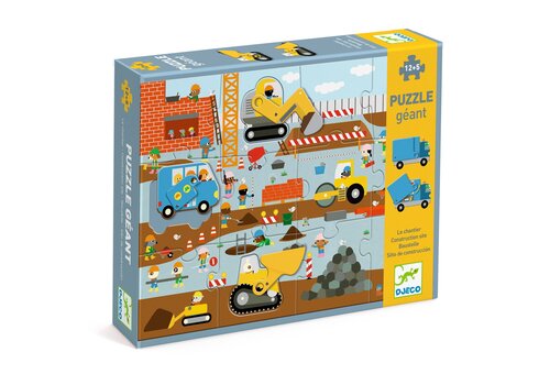  Djeco 5 giant Construction vehicles  - 12 + 5 pieces 