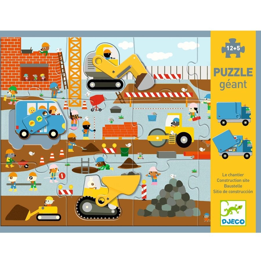 5 giant Construction vehicles  - Puzzle Géant of 12 + 5 pieces-2