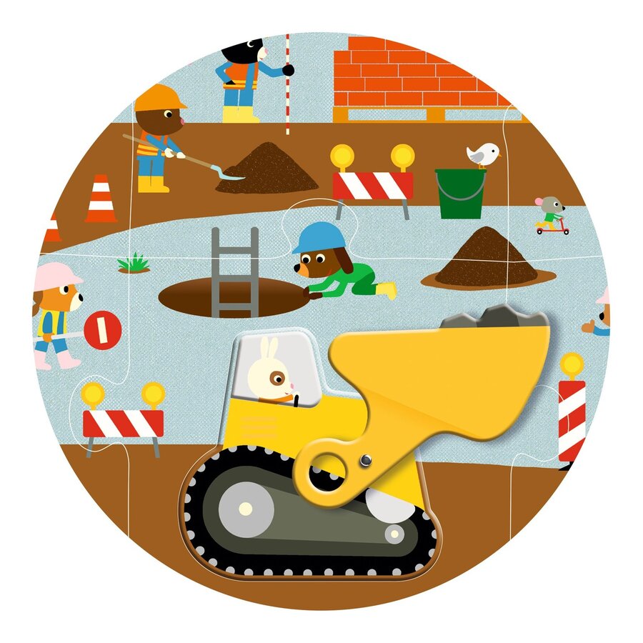 5 Engins de chantier géants - Puzzle Géant de 12 + 5 pièces-4