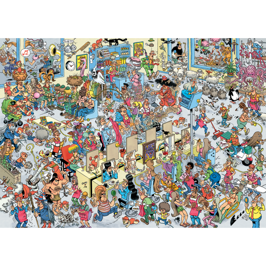 Bij de kapper -  Jan van Haasteren - puzzel van 1000 stukjes-2