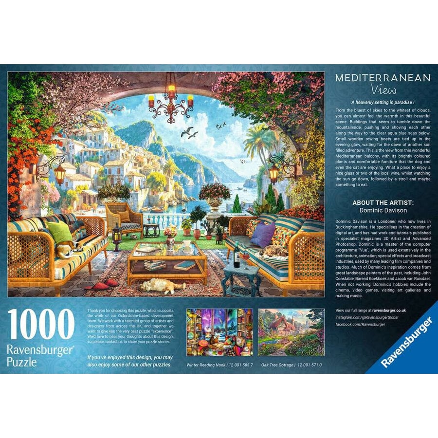 Mediterranean Terrace View - Dominic Davison - puzzel van  1000 stukjes-3