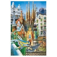 thumb-Miniatuur puzzel - Gaudi Collage - 1000 stukjes-2
