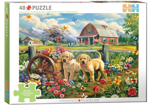  Eurographics Puzzles Puppy Spring - Connecting Pieces - 48 stukjes 