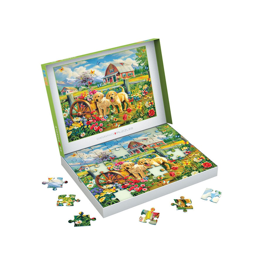 Puppy Spring - Connecting Pieces - framepuzzel van 48 stukjes-4