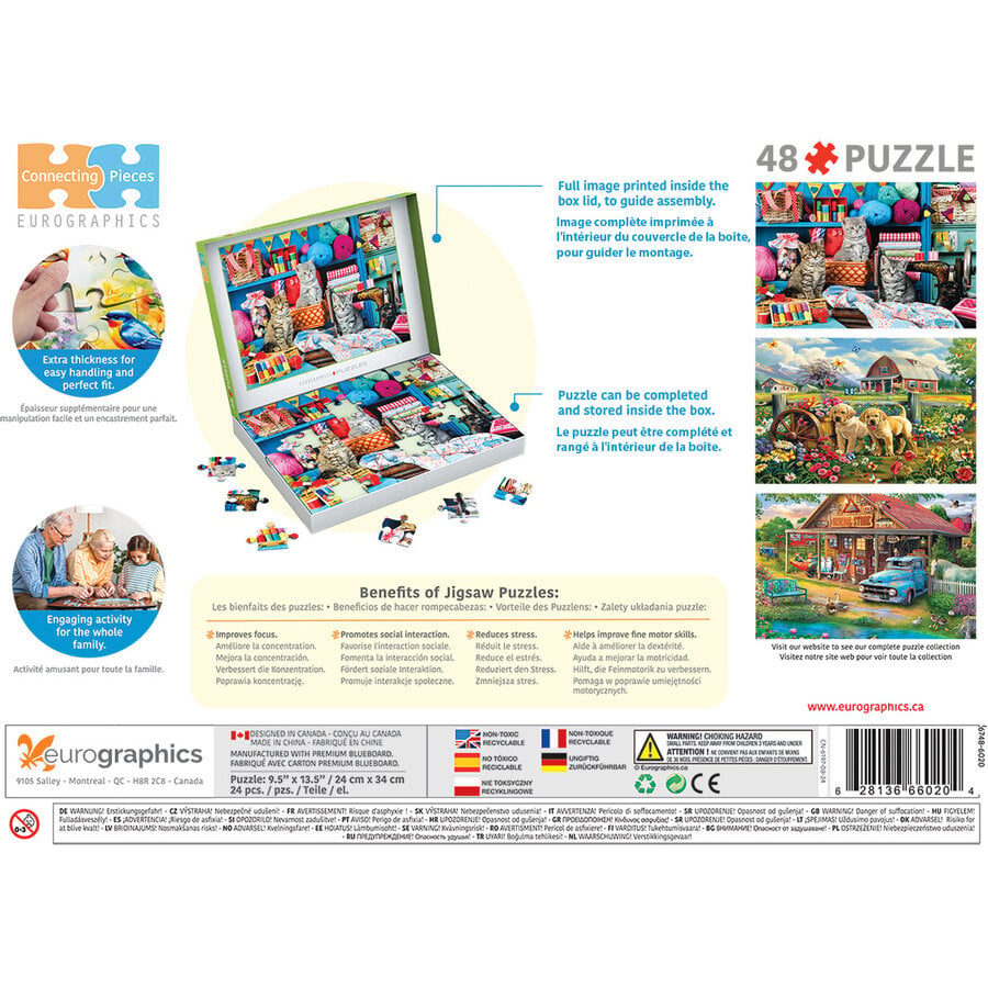 Sewing Room Kittens - Connecting Pieces - framepuzzel van 48 stukjes-3