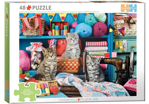  Eurographics Puzzles Sewing Room Kittens - Connecting Pieces - 48 stukjes 