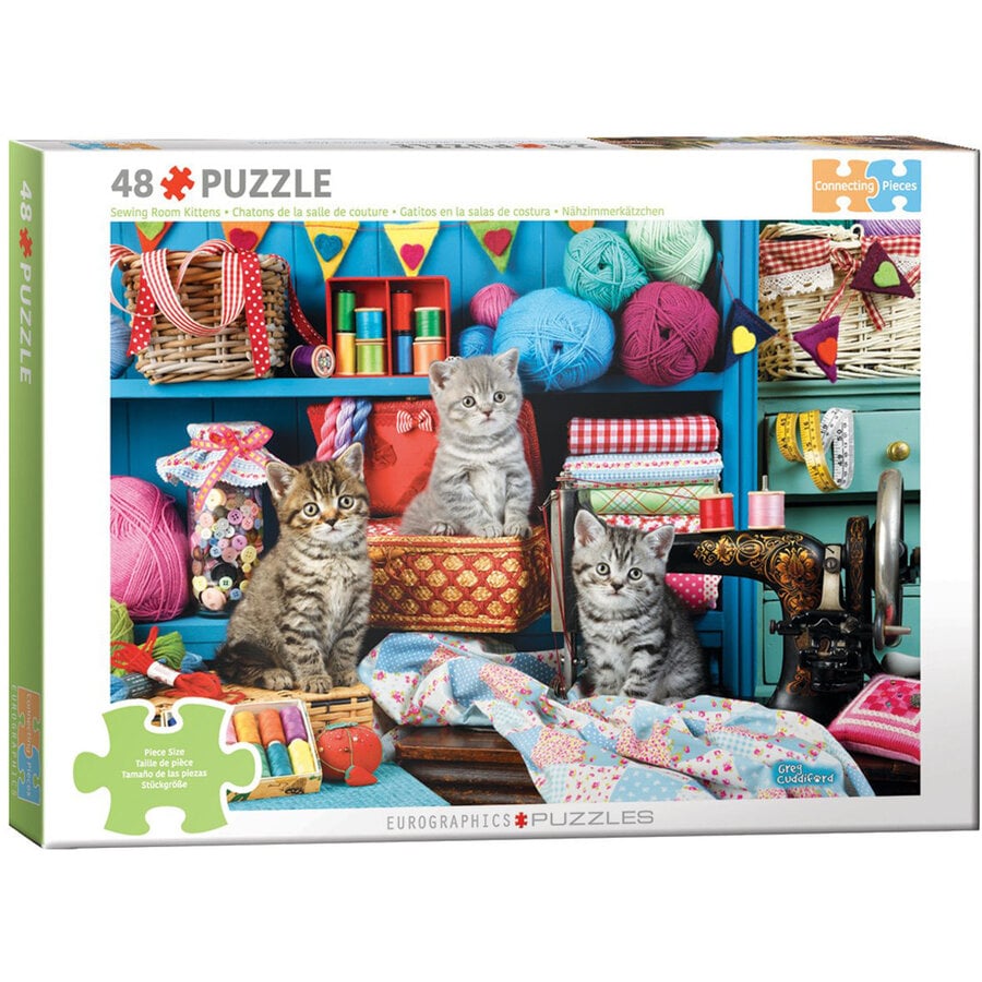 Sewing Room Kittens - Connecting Pieces - framepuzzel van 48 stukjes-1