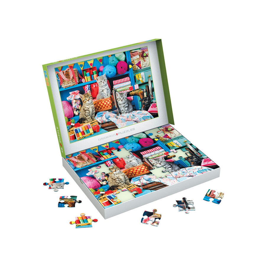 Sewing Room Kittens - Connecting Pieces - framepuzzel van 48 stukjes-4
