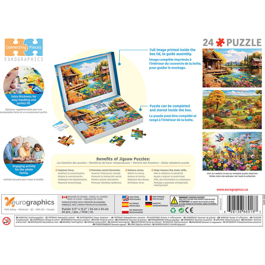Cottage by the Lake - Connecting Pieces - frame jigsaw puzzle of 24 pieces-4
