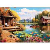 thumb-Cottage by the Lake - Connecting Pieces - frame jigsaw puzzle of 24 pieces-2