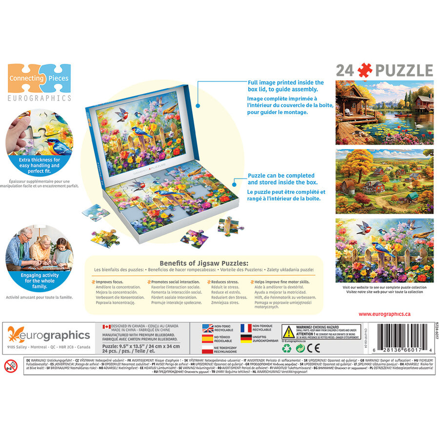 Playful Garden Birds - Connecting Pieces - frame jigsaw puzzle of 24 pieces-4