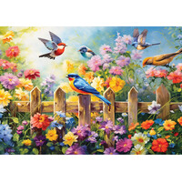 thumb-Playful Garden Birds - Connecting Pieces - frame jigsaw puzzle of 24 pieces-2