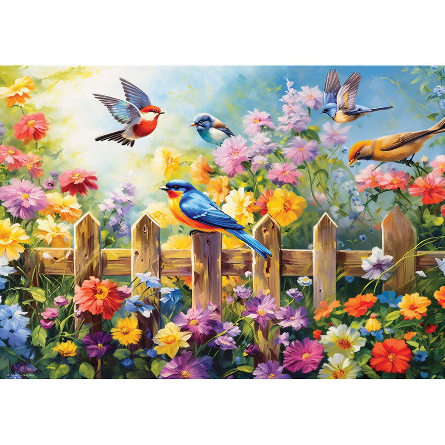 Playful Garden Birds - Connecting Pieces - frame jigsaw puzzle of 24 pieces-2