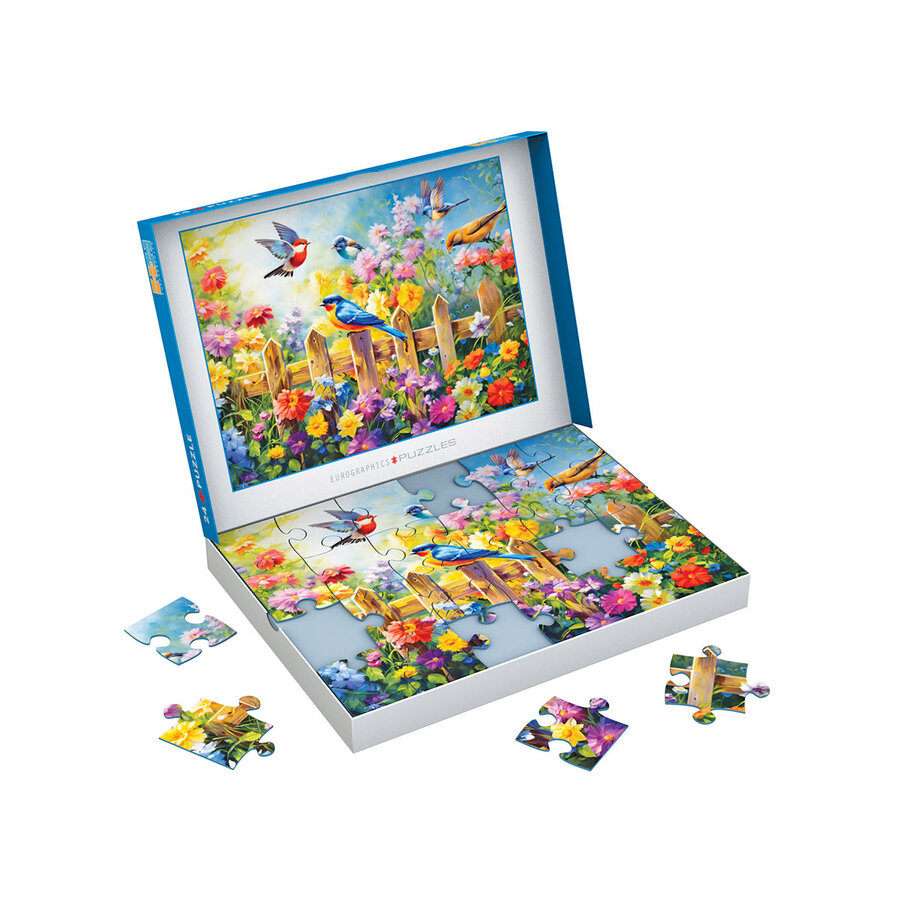 Playful Garden Birds - Connecting Pieces - frame jigsaw puzzle of 24 pieces-3