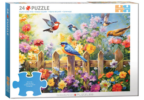  Eurographics Puzzles Playful Garden Birds - Connecting Pieces - 24 pieces 